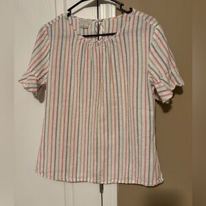 Van Heusen Multicolor Striped Blouse Size Medium